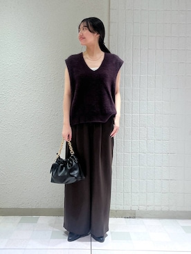 「アイテム（ベスト、レッド系）」を使った、keinaさん（レディース・160cm）の秋コーディネート