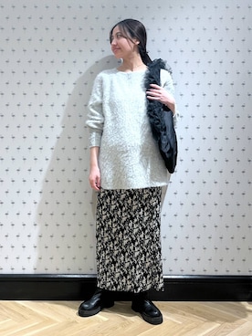 「A part by（アパートバイ）のチュールハンドルトート（ショルダーバッグ）」を使った、keinaさん（レディース・160cm）の冬コーディネート
