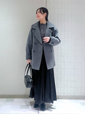 「ナチュラル」｜「アイテム（ピーコート）」を使った、keinaさん（レディース・160cm）の冬コーディネート
