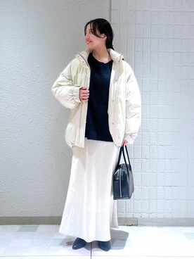 「バッグ」｜「アイテム（ダウンジャケット/コート）」を使った、keinaさん（レディース・160cm）の冬コーディネート