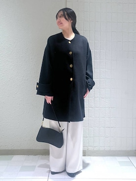 「アイテム（ノーカラーコート）」を使った、keinaさん（レディース・160cm）の秋コーディネート
