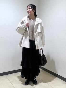 「A part by（アパートバイ）のギャザーコインローファー（ローファー、ブラック系）」を使った、keinaさん（レディース・160cm）の秋コーディネート