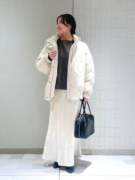 「バッグ」｜「アイテム（ダウンジャケット/コート）」を使った、keinaさん（レディース・160cm）の冬コーディネート