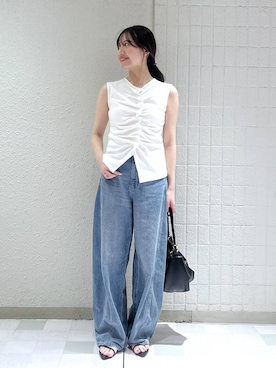「A part by（アパートバイ）のステンレス_スネークネックレス≪追加9≫（ネックレス）」を使った、keinaさん（レディース・160cm）の夏コーディネート