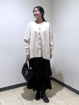 「A part by（アパートバイ）のオブリークトゥショートブーツ（ブーツ、ブラック系）」を使った、keinaさん（レディース・160cm）の秋コーディネート