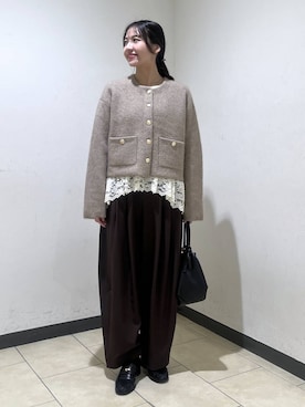 「A part by（アパートバイ）のギャザーコインローファー（ローファー、ブラック系）」を使った、keinaさん（レディース・160cm）の秋コーディネート