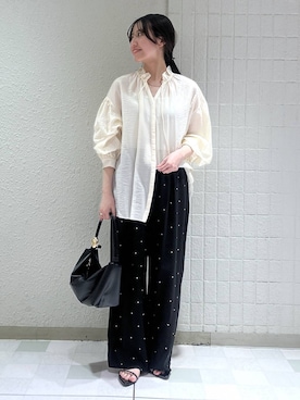 「LOWRYS FARM（ローリーズファーム）のメタルバレッタ　265411（バレッタ/ヘアクリップ、ゴールド系）」を使った、keinaさん（レディース・160cm）の春コーディネート