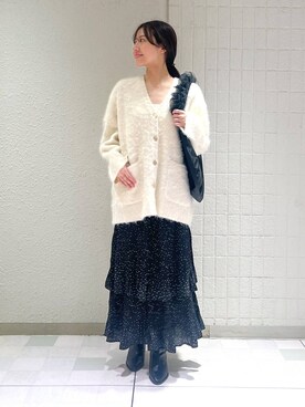 「A part by（アパートバイ）のチュールハンドルトート（ショルダーバッグ）」を使った、keinaさん（レディース・160cm）の秋コーディネート