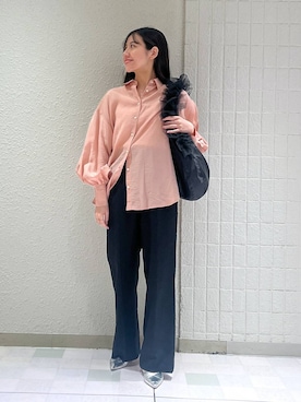 「A part by（アパートバイ）のチュールハンドルトート（ショルダーバッグ）」を使った、keinaさん（レディース・160cm）の春コーディネート