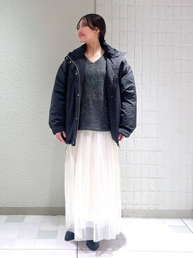 「バッグ」｜「アイテム（ダウンジャケット/コート）」を使った、keinaさん（レディース・160cm）の冬コーディネート