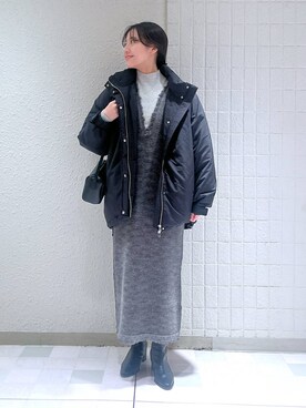 「バッグ」｜「アイテム（ダウンジャケット/コート）」を使った、keinaさん（レディース・160cm）の冬コーディネート