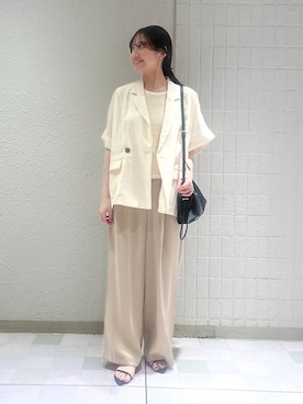 「A part by（アパートバイ）のキンチャクミニショルダバッグ（ショルダーバッグ、ブラック系）」を使った、keinaさん（レディース・160cm）の夏コーディネート