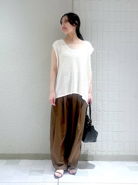 「LOWRYS FARM（ローリーズファーム）のメタルバレッタ　265411（バレッタ/ヘアクリップ、ゴールド系）」を使った、keinaさん（レディース・160cm）の夏コーディネート