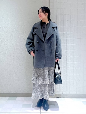 「ナチュラル」｜「アイテム（ピーコート）」を使った、keinaさん（レディース・160cm）の冬コーディネート
