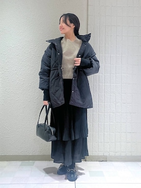 「バッグ」｜「アイテム（ダウンジャケット/コート）」を使った、keinaさん（レディース・160cm）の冬コーディネート