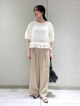 「LOWRYS FARM（ローリーズファーム）のメタルバレッタ　265411（バレッタ/ヘアクリップ、ゴールド系）」を使った、keinaさん（レディース・160cm）の夏コーディネート