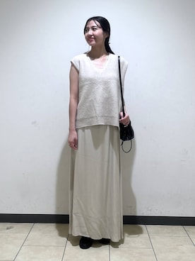「A part by（アパートバイ）のキンチャクミニショルダバッグ（ショルダーバッグ、ブラック系）」を使った、keinaさん（レディース・160cm）の秋コーディネート