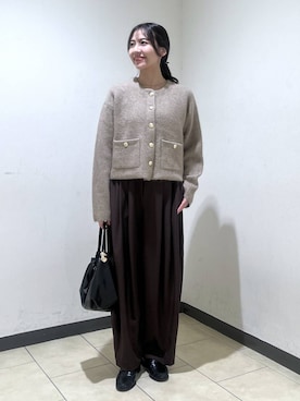 「A part by（アパートバイ）のギャザーコインローファー（ローファー、ブラック系）」を使った、keinaさん（レディース・160cm）の秋コーディネート