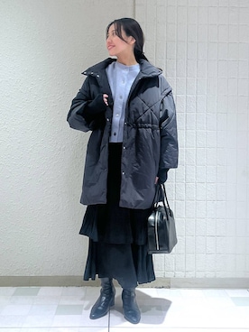 「バッグ」｜「アイテム（ダウンジャケット/コート）」を使った、keinaさん（レディース・160cm）の冬コーディネート