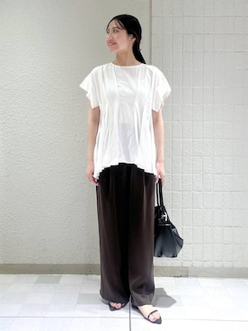 「LOWRYS FARM（ローリーズファーム）のメタルバレッタ　265411（バレッタ/ヘアクリップ、ゴールド系）」を使った、keinaさん（レディース・160cm）の春コーディネート