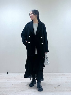 「ナチュラル」｜「アイテム（チェスターコート）」を使った、keinaさん（レディース・160cm）の冬コーディネート