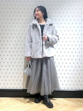 「e/rm（イーアールエム）のファージャケット（その他アウター）」を使った、keinaさん（レディース・160cm）の冬コーディネート