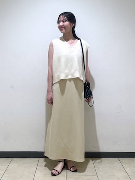 「アイテム（バレッタ/ヘアクリップ、ゴールド系）」を使った、keinaさん（レディース・160cm）の夏コーディネート