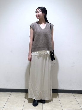 「A part by（アパートバイ）のキンチャクミニショルダバッグ（ショルダーバッグ、ブラック系）」を使った、keinaさん（レディース・160cm）の秋コーディネート
