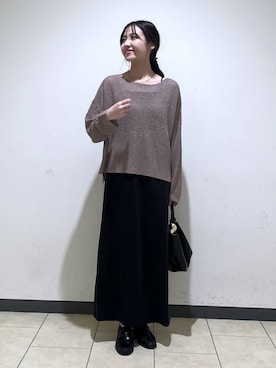 「A part by（アパートバイ）のギャザーコインローファー（ローファー、ブラック系）」を使った、keinaさん（レディース・160cm）の秋コーディネート