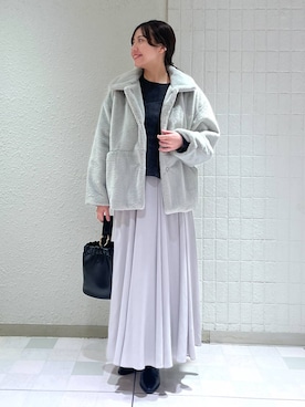 「e/rm（イーアールエム）のファージャケット（その他アウター）」を使った、keinaさん（レディース・160cm）の秋コーディネート