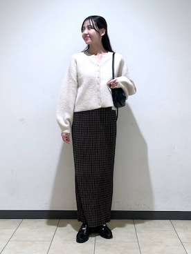 「A part by（アパートバイ）の【名品シリーズ・イージーケア】ラクーンコンカーディガン（カーディガン/ボレロ）」を使った、keinaさん（レディース・160cm）の秋コーディネート