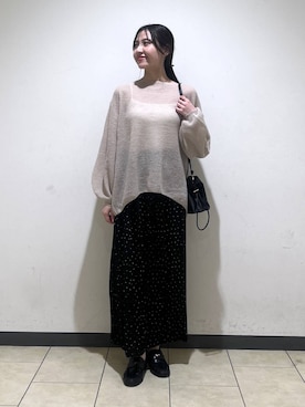 「A part by（アパートバイ）のキンチャクミニショルダバッグ（ショルダーバッグ、ブラック系）」を使った、keinaさん（レディース・160cm）の秋コーディネート