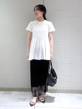 「LOWRYS FARM（ローリーズファーム）のメタルバレッタ　265411（バレッタ/ヘアクリップ、ゴールド系）」を使った、keinaさん（レディース・160cm）の春コーディネート