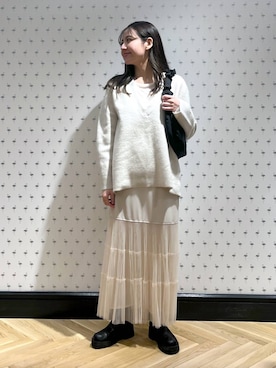 「e/rm（イーアールエム）のファージャケット（その他アウター）」を使った、keinaさん（レディース・160cm）の冬コーディネート