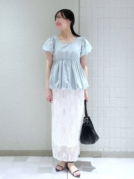 「LOWRYS FARM（ローリーズファーム）のメタルバレッタ　265411（バレッタ/ヘアクリップ、ゴールド系）」を使った、keinaさん（レディース・160cm）の夏コーディネート