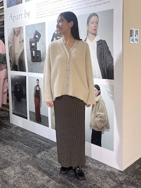 「A part by（アパートバイ）のギャザーコインローファー（ローファー、ブラック系）」を使った、keinaさん（レディース・160cm）の秋コーディネート
