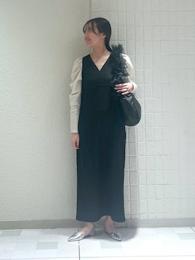 「A part by（アパートバイ）のチュールハンドルトート（ショルダーバッグ）」を使った、keinaさん（レディース・160cm）の春コーディネート