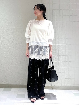「LOWRYS FARM（ローリーズファーム）のメタルバレッタ　265411（バレッタ/ヘアクリップ、ゴールド系）」を使った、keinaさん（レディース・160cm）の春コーディネート