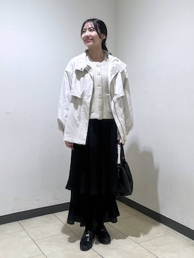 「A part by（アパートバイ）のギャザーコインローファー（ローファー、ブラック系）」を使った、keinaさん（レディース・160cm）の秋コーディネート