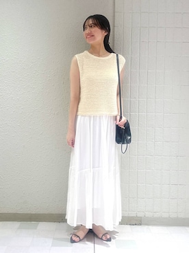 「A part by（アパートバイ）のステンレス_スネークネックレス≪追加9≫（ネックレス）」を使った、keinaさん（レディース・160cm）の夏コーディネート