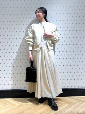 「ナチュラル」｜「アイテム（MA-1）」を使った、keinaさん（レディース・160cm）の冬コーディネート