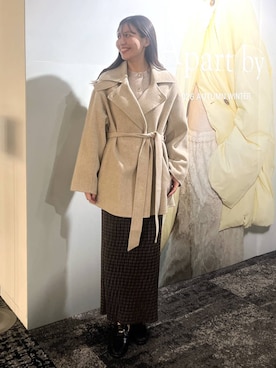 「A part by（アパートバイ）のギャザーコインローファー（ローファー、ブラック系）」を使った、keinaさん（レディース・160cm）の夏コーディネート