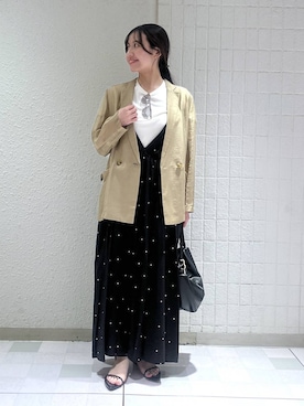 「LOWRYS FARM（ローリーズファーム）のメタルバレッタ　265411（バレッタ/ヘアクリップ、ゴールド系）」を使った、keinaさん（レディース・160cm）の春コーディネート