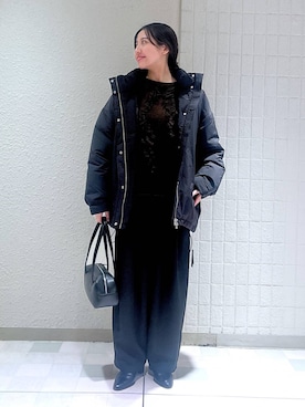「バッグ」｜「アイテム（ダウンジャケット/コート）」を使った、keinaさん（レディース・160cm）の冬コーディネート