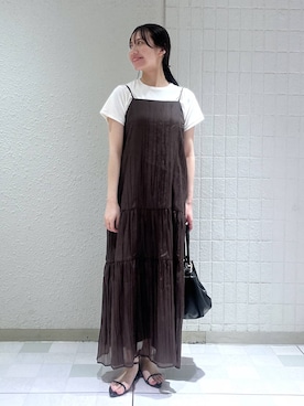「LOWRYS FARM（ローリーズファーム）のメタルバレッタ　265411（バレッタ/ヘアクリップ、ゴールド系）」を使った、keinaさん（レディース・160cm）の夏コーディネート
