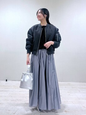 「ナチュラル」｜「アイテム（MA-1）」を使った、keinaさん（レディース・160cm）の冬コーディネート