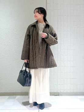 「ブルゾン」｜「アイテム（ステンカラーコート）」を使った、keinaさん（レディース・160cm）の秋コーディネート