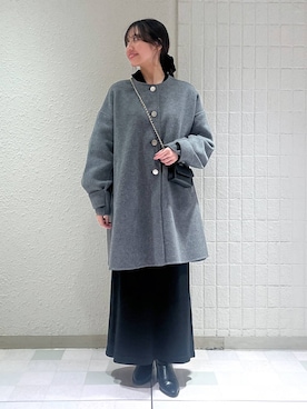 「アイテム（ノーカラーコート、グレー系）」を使った、keinaさん（レディース・160cm）の秋コーディネート