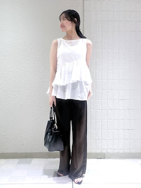 「LOWRYS FARM（ローリーズファーム）のメタルバレッタ　265411（バレッタ/ヘアクリップ、ゴールド系）」を使った、keinaさん（レディース・160cm）の夏コーディネート
