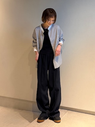 「mil(ミル)のドルマンスリーブ クレリック バンドカラーシャツ【586154】(シャツ/ブラウス)」を使った、RIHOさん(レディース・150cm)の春コーディネート